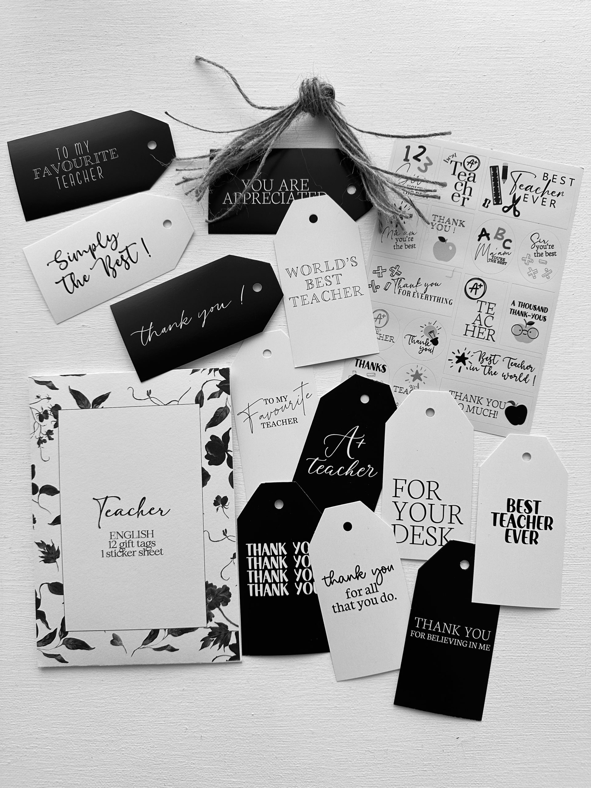 Gift tag & sticker sheet bundle – teacher