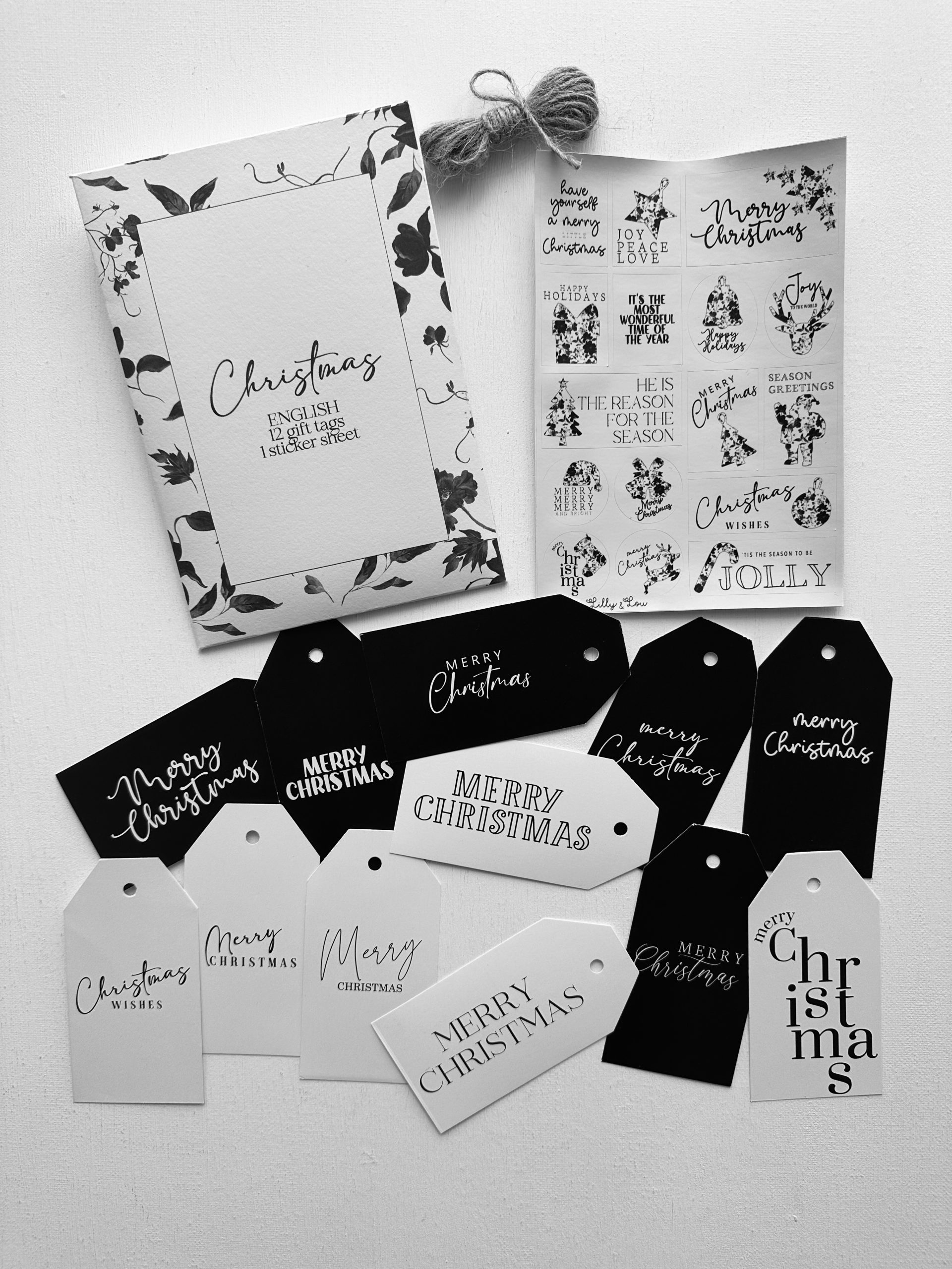 Gift tag & sticker sheet bundle – Christmas